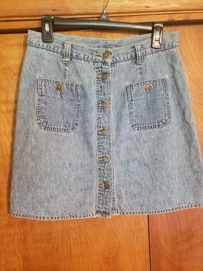 Light Blue Denim Mini Skirt with Front Buttons